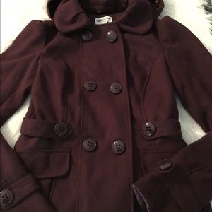 Maroon Girls Winter Coat removable hood